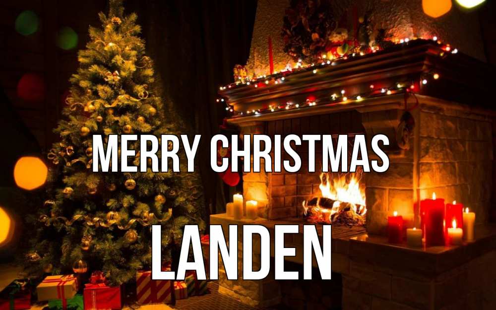 Greetings card с именем, Landen Merry Christmas новый год Greetings with text for free download 