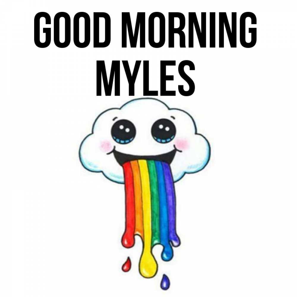 Greetings card с именем, Myles Good morning утречко Greetings with text for free download 