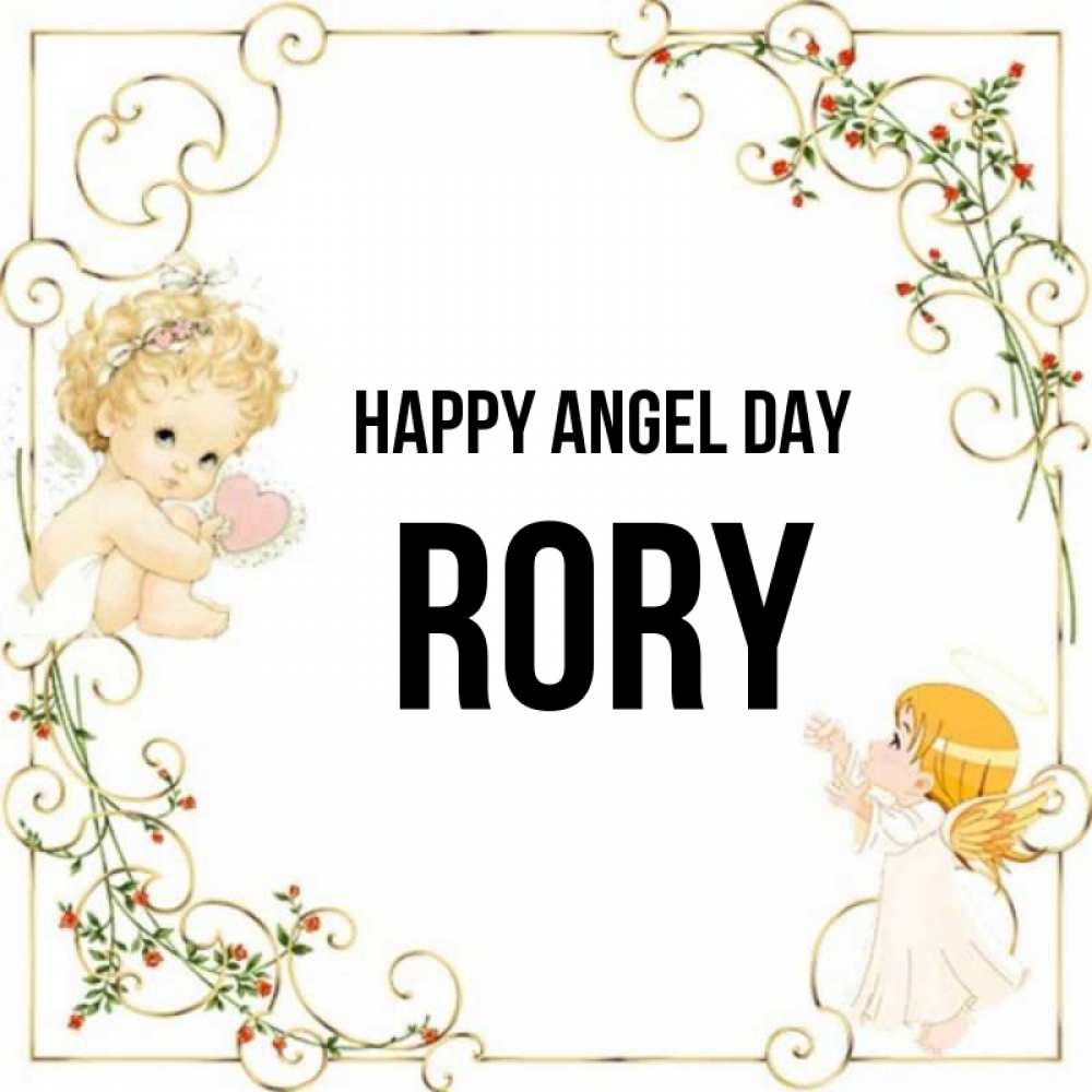 Greetings card с именем, Rory happy angel day ангелы желают прекрасных именин Greetings with text for free download 