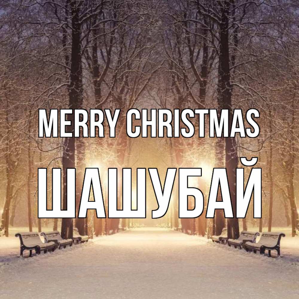 Greetings card с именем, ШАШУБАЙ Merry Christmas зима, парк, фонарь, лес Greetings with text for free download 