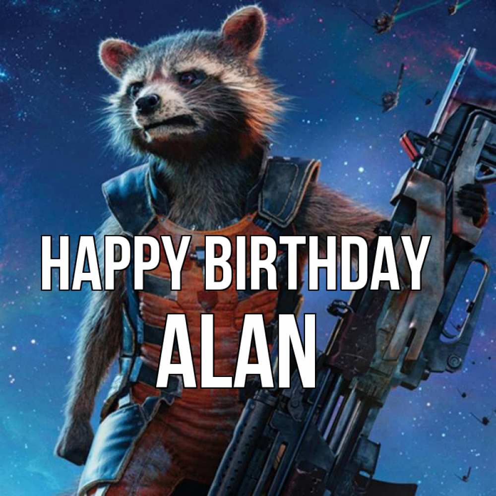 Greetings card с именем, Alan Happy Birthday реактивный Рокета Greetings with text for free download 