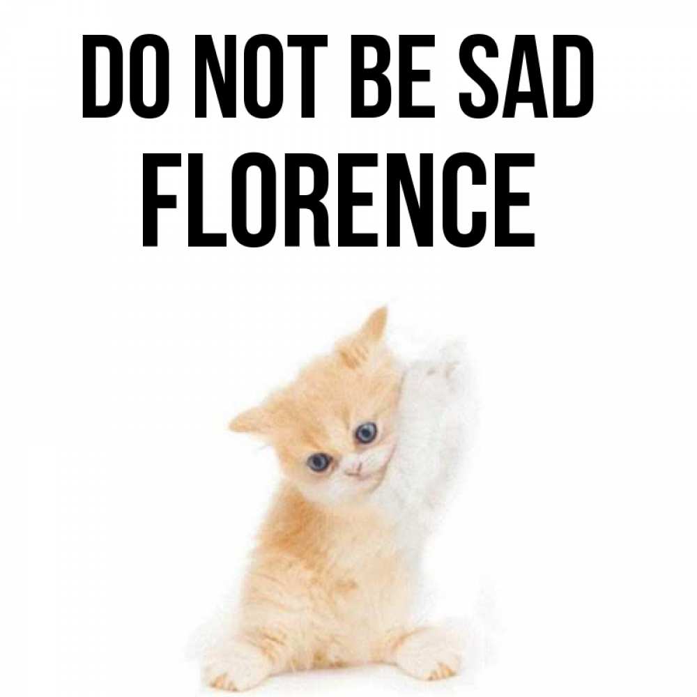 Greetings card с именем, Florence Do not be sad просящий кот Greetings with text for free download 