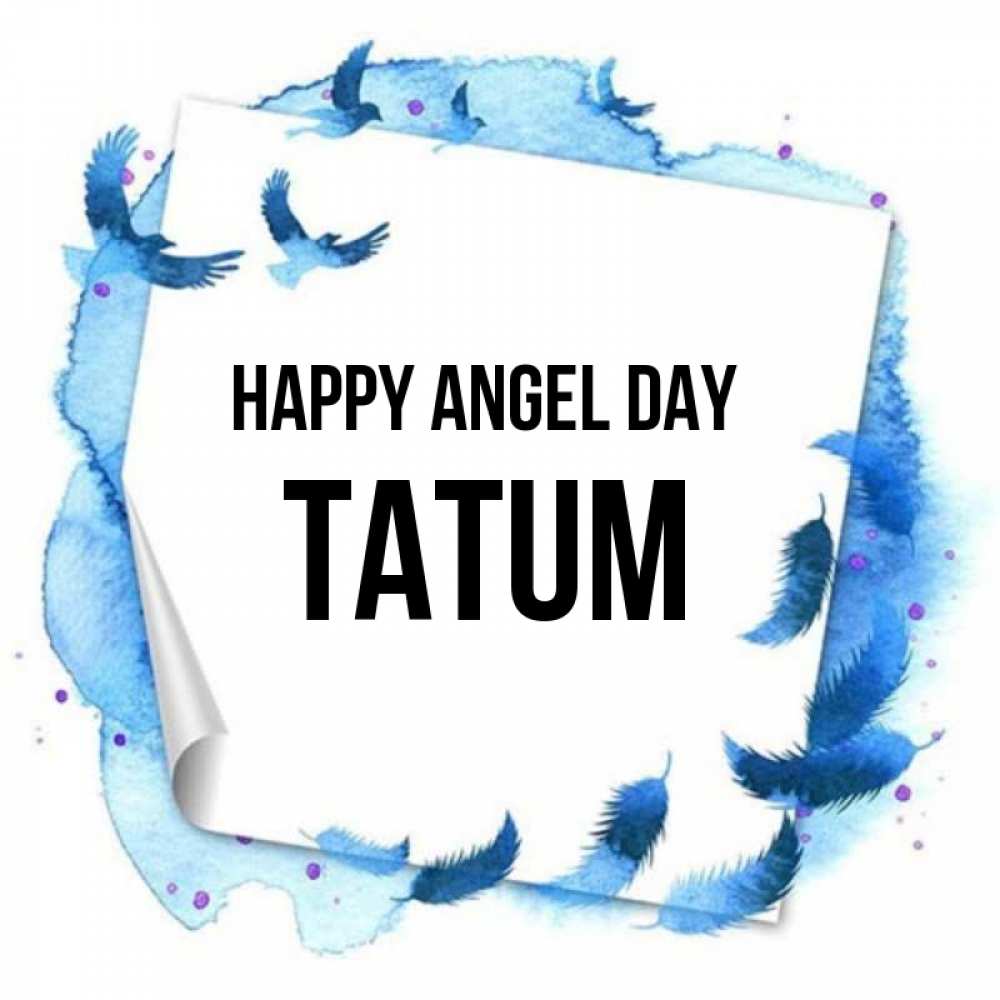Greetings card с именем, Tatum happy angel day красивые птицы летят Greetings with text for free download 