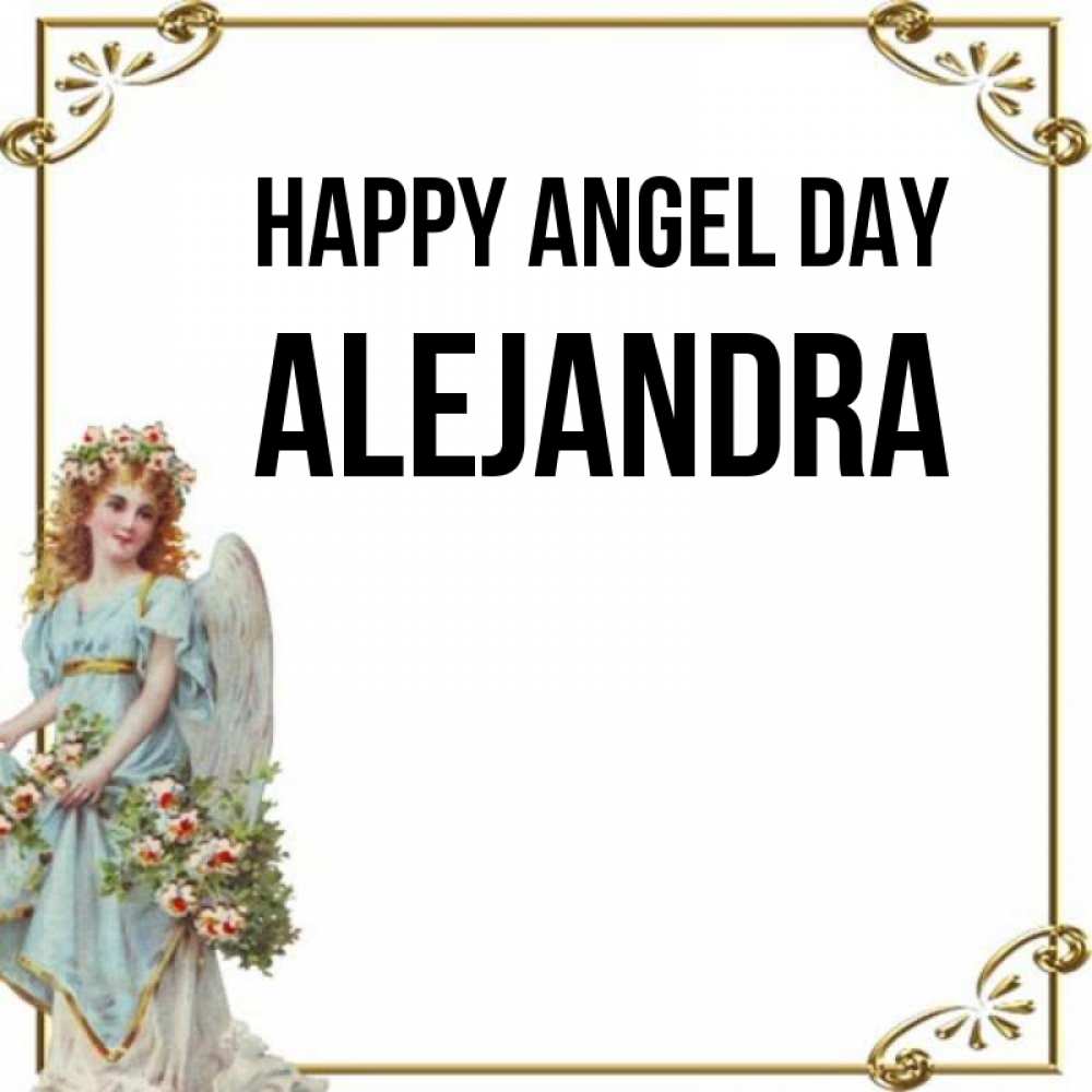 Greetings card с именем, Alejandra happy angel day с именинами от девушки ангела Greetings with text for free download 