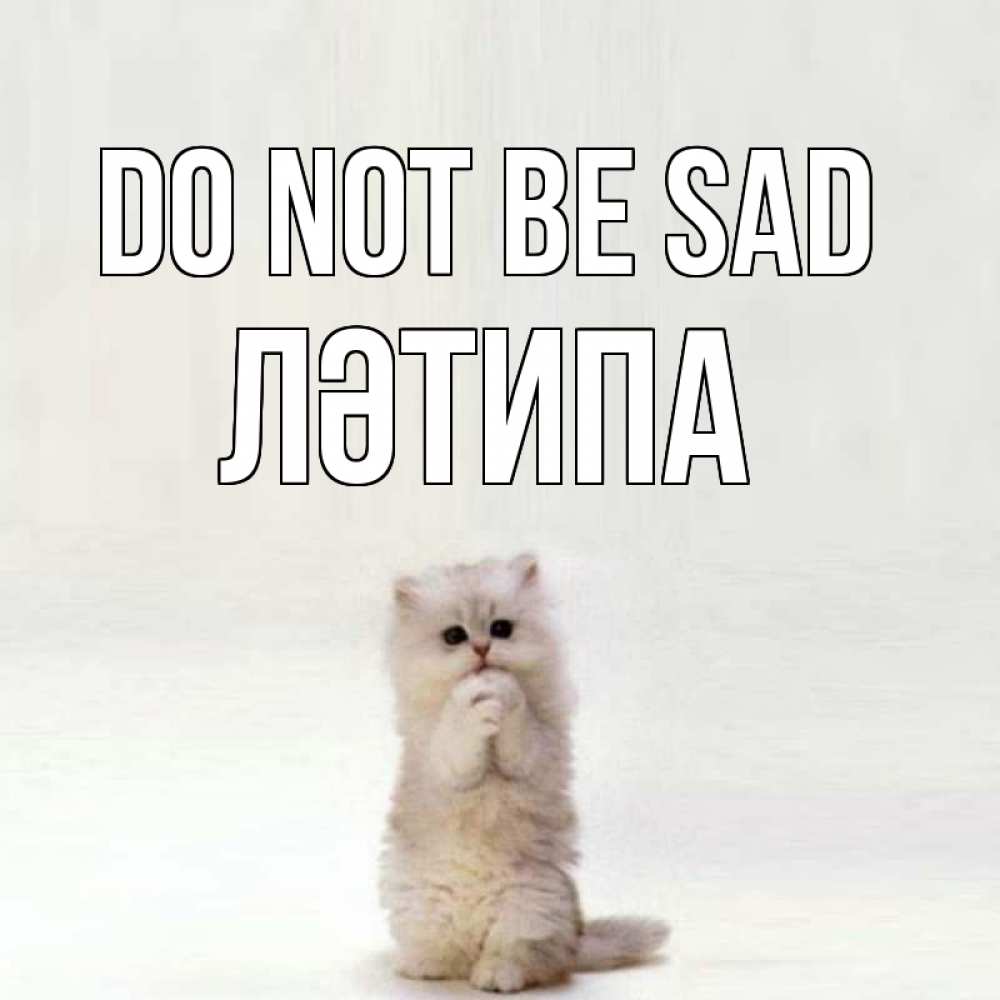 Greetings card с именем, ЛӘТИПА Do not be sad грустный кот Greetings with text for free download 