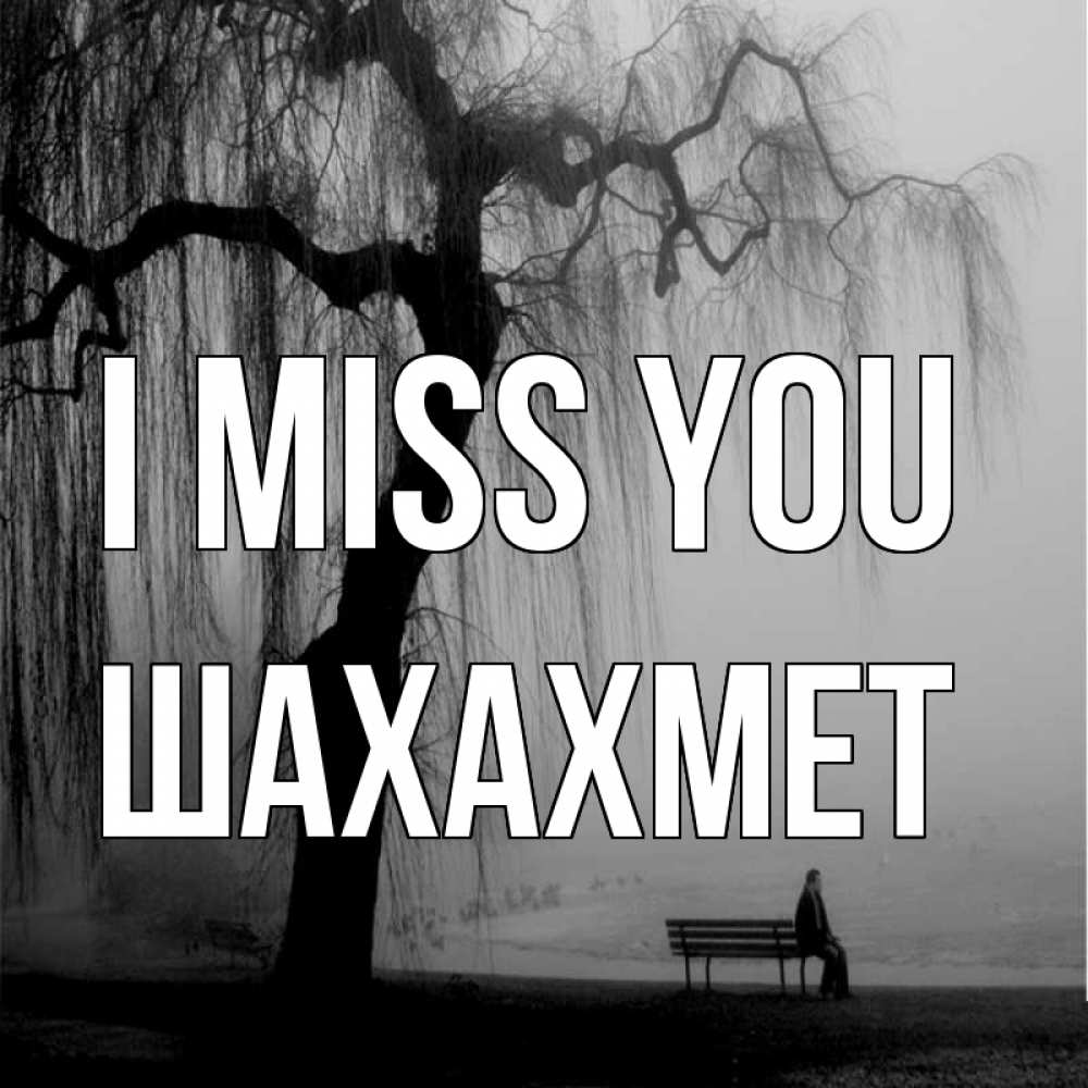 Greetings card с именем, ШАХАХМЕТ I miss you лавочка под деревом я жду тебя Greetings with text for free download 