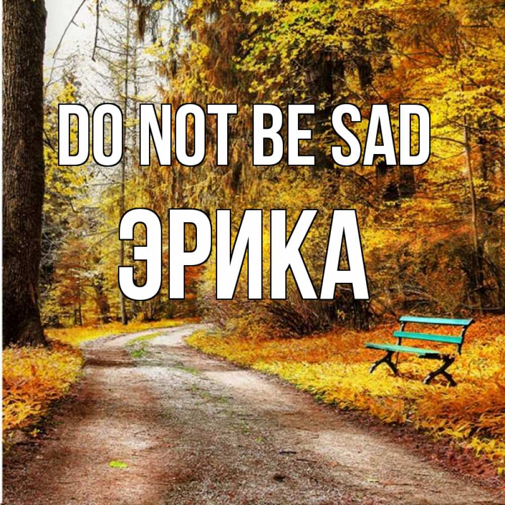 Greetings card с именем, Эрика Do not be sad зеленая лавочка Greetings with text for free download 
