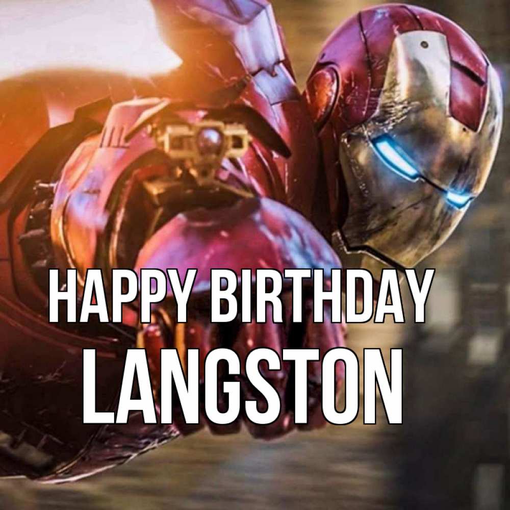 Greetings card с именем, Langston Happy Birthday марвел супергерои в костюме Greetings with text for free download 