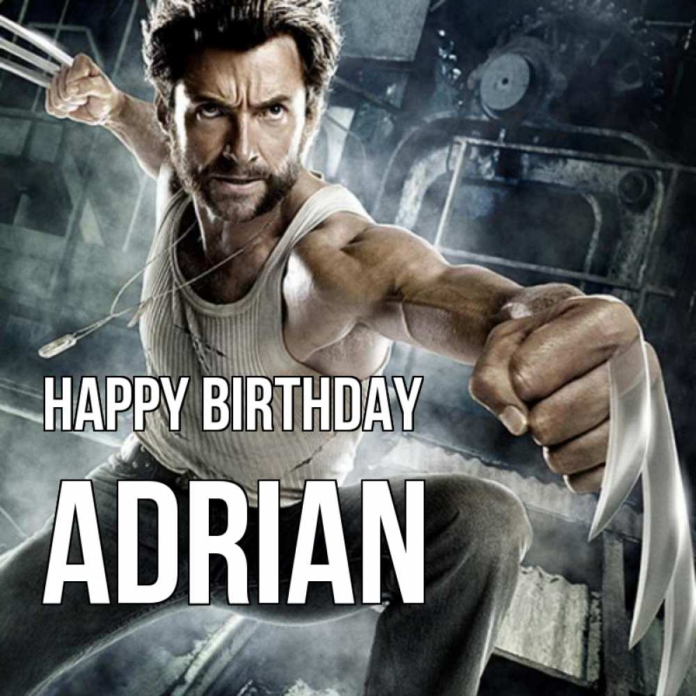 Greetings card с именем, Adrian Happy Birthday супергерой в ярости Greetings with text for free download 
