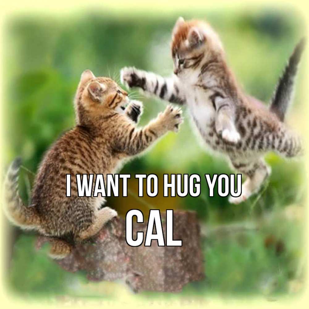 Greetings card с именем, Cal I want to hug you игры котят Greetings with text for free download 