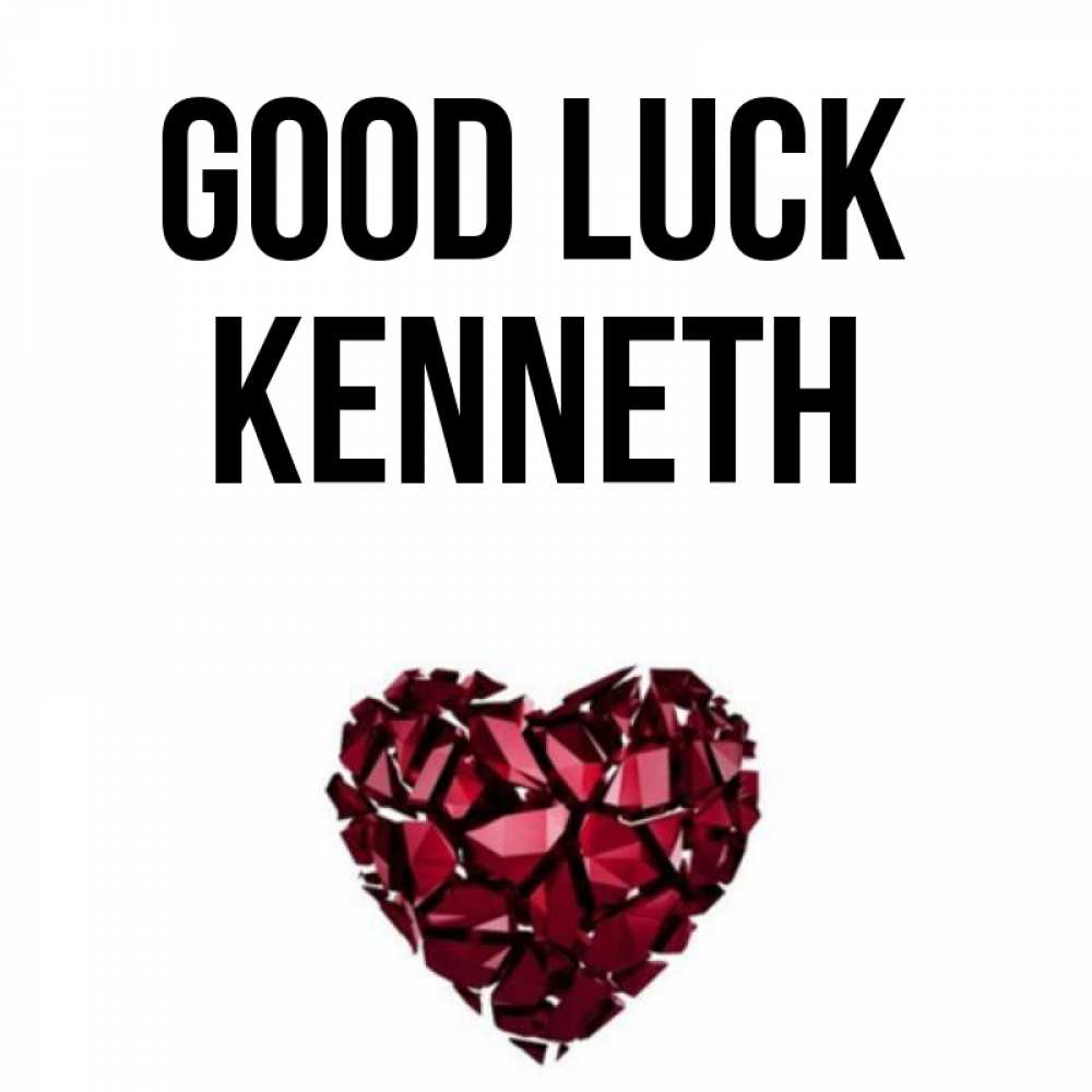 Greetings card с именем, Kenneth Good luck бордовое из кристаллов  1 Greetings with text for free download 