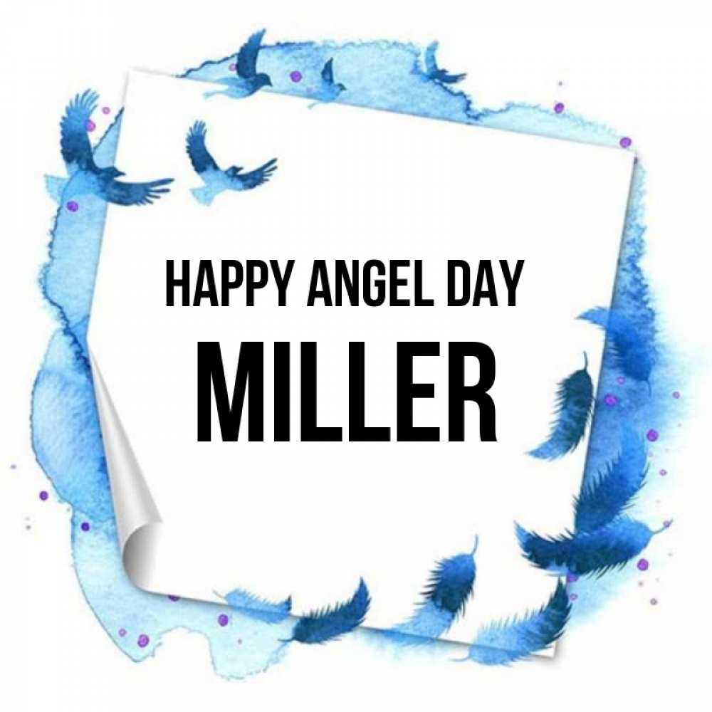 Greetings card с именем, Miller happy angel day красивые птицы летят Greetings with text for free download 