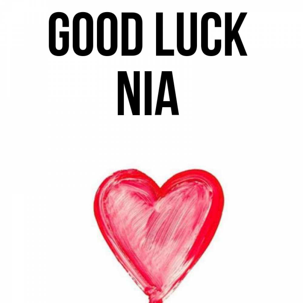 Greetings card с именем, Nia Good luck рисунок маркером Greetings with text for free download 