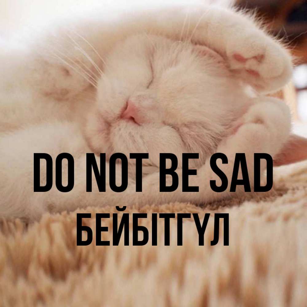 Greetings card с именем, БЕЙБІТГҮЛ Do not be sad Котенок спит Greetings with text for free download 