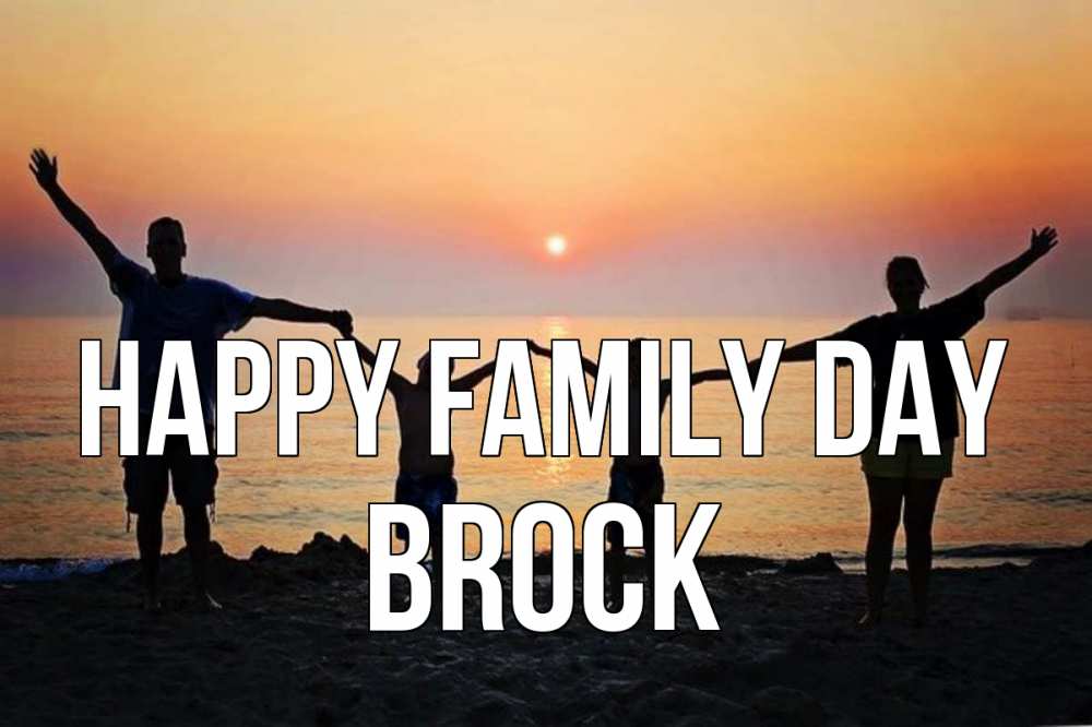 Greetings card с именем, Brock happy family day мама, папа, дети, дочка,сын, море, пляж, закат Greetings with text for free download 