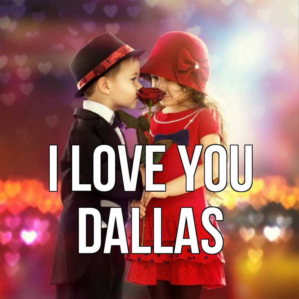 Greetings card с именем, Dallas I love you черное и красное и роза Greetings with text for free download 