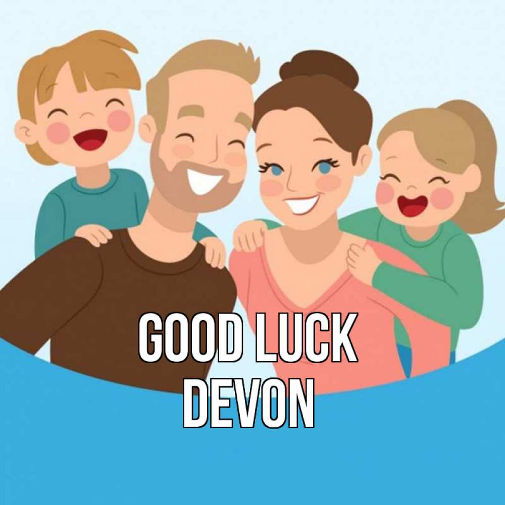 Greetings card с именем, Devon Good luck везения тебе Greetings with text for free download 