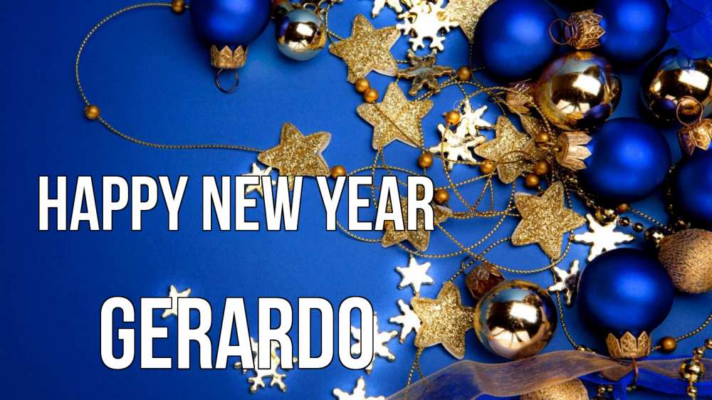 Greetings card с именем, Gerardo Happy New Year ёлочные украшения Greetings with text for free download 