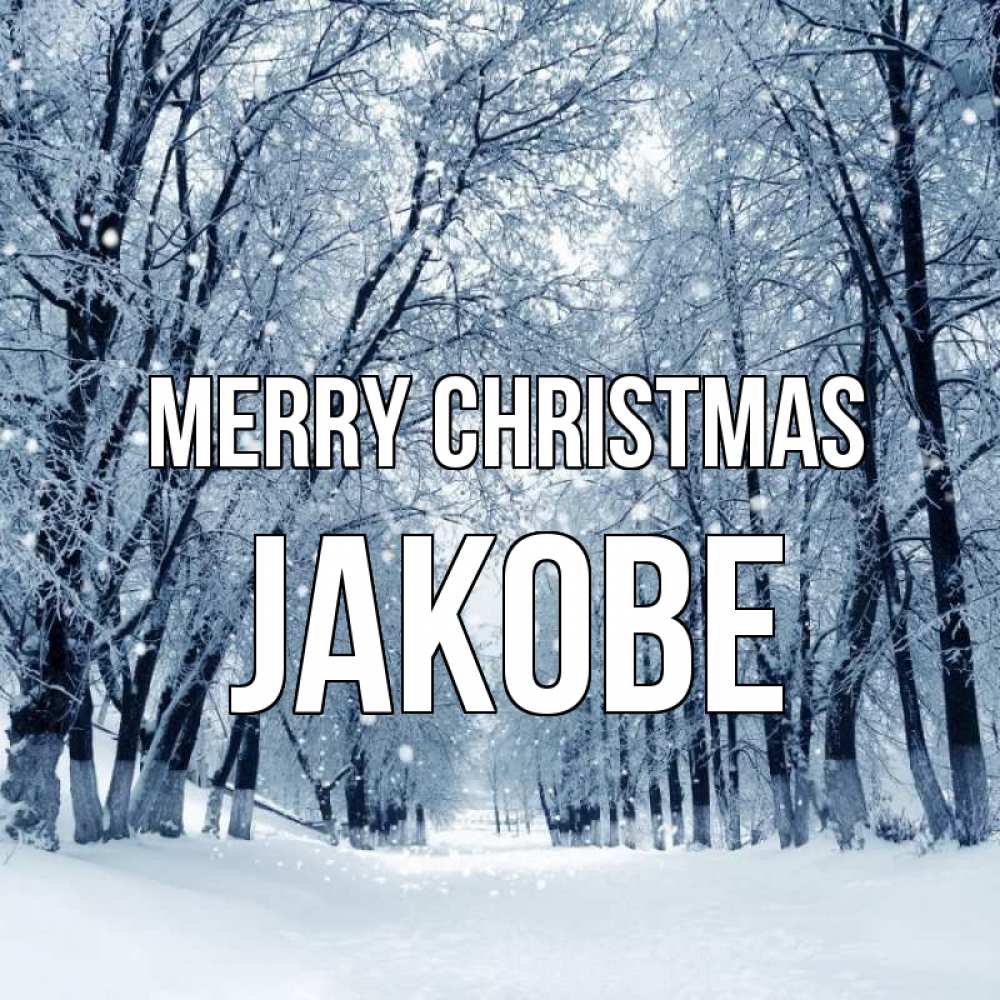 Greetings card с именем, Jakobe Merry Christmas снег, лес, парк Greetings with text for free download 