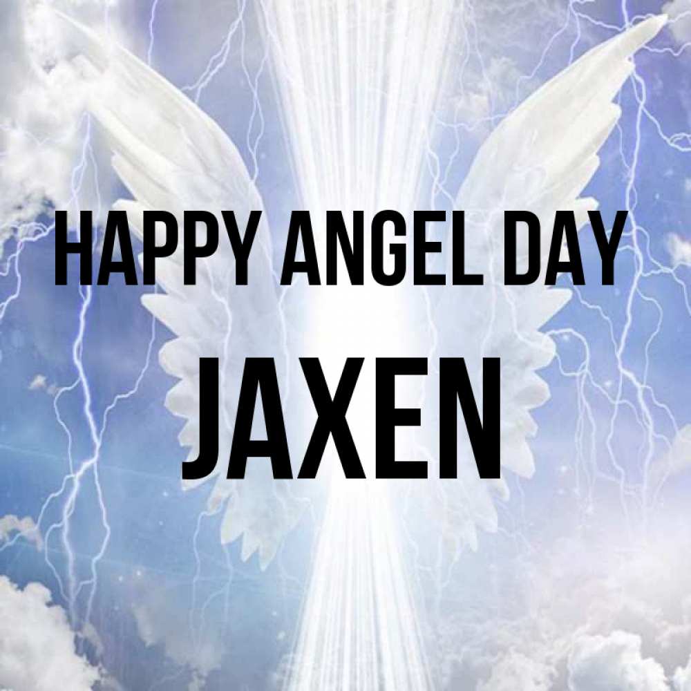 Greetings card с именем, Jaxen happy angel day молнии на небе и свет Greetings with text for free download 