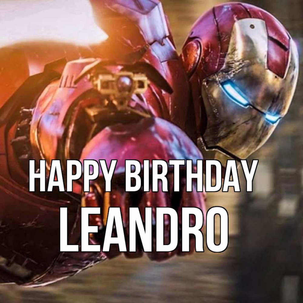 Greetings card с именем, Leandro Happy Birthday марвел супергерои в костюме Greetings with text for free download 