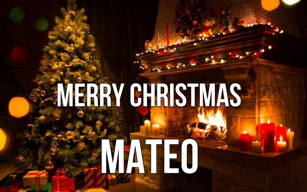Greetings card с именем, Mateo Merry Christmas новый год Greetings with text for free download 