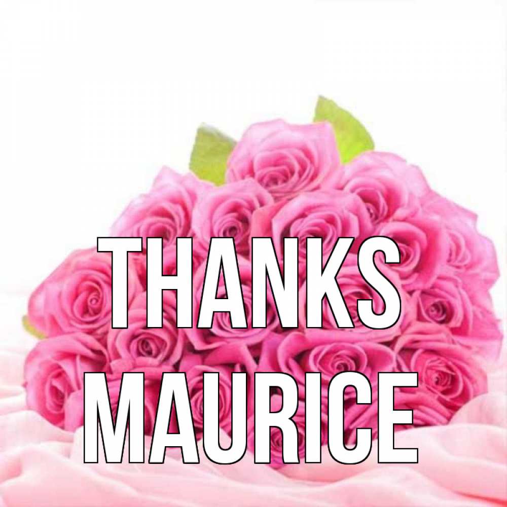 Greetings card с именем, Maurice Thanks розовые розы с подписью Greetings with text for free download 