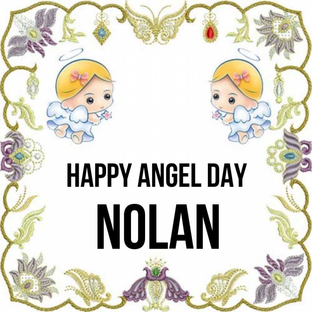 Greetings card с именем, Nolan happy angel day маленькие ангелы с крылышками Greetings with text for free download 