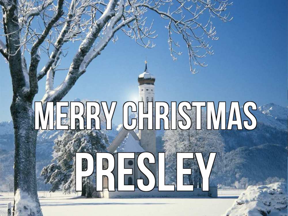 Greetings card с именем, Presley Merry Christmas зима, храм, костел Greetings with text for free download 
