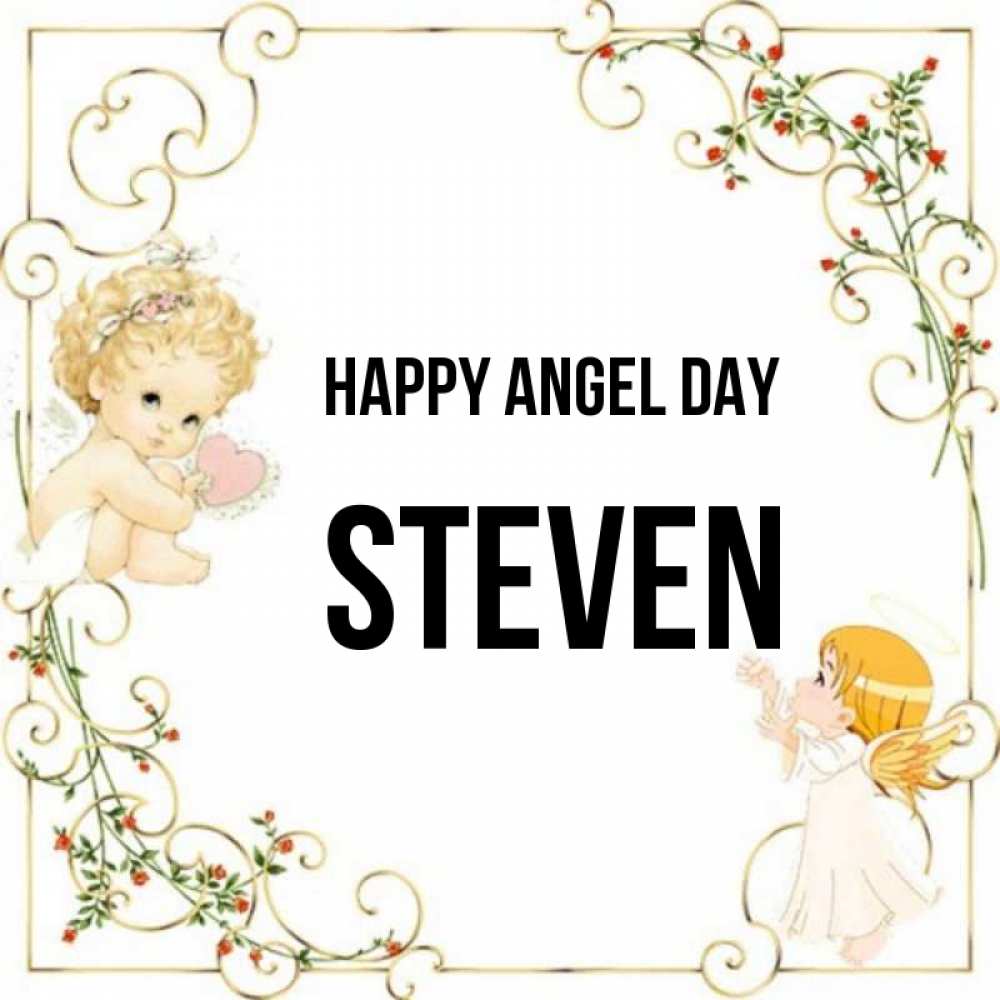 Greetings card с именем, Steven happy angel day ангелы желают прекрасных именин Greetings with text for free download 