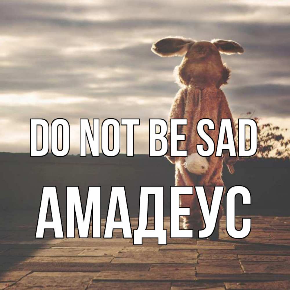 Greetings card с именем, Амадеус Do not be sad со спины Greetings with text for free download 