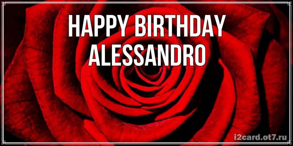 Greetings card с именем, Alessandro Happy Birthday алая роза Greetings with text for free download 