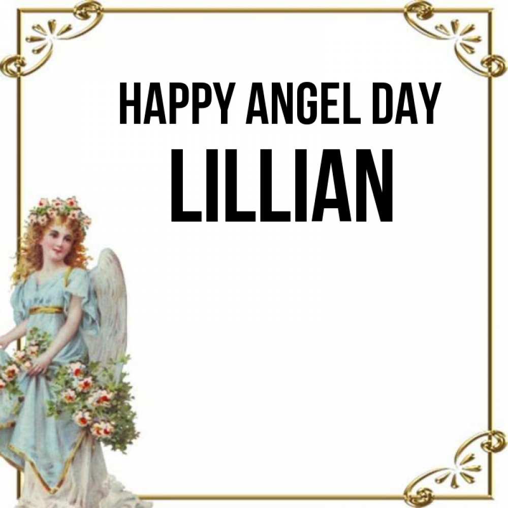Greetings card с именем, Lillian happy angel day с именинами от девушки ангела Greetings with text for free download 