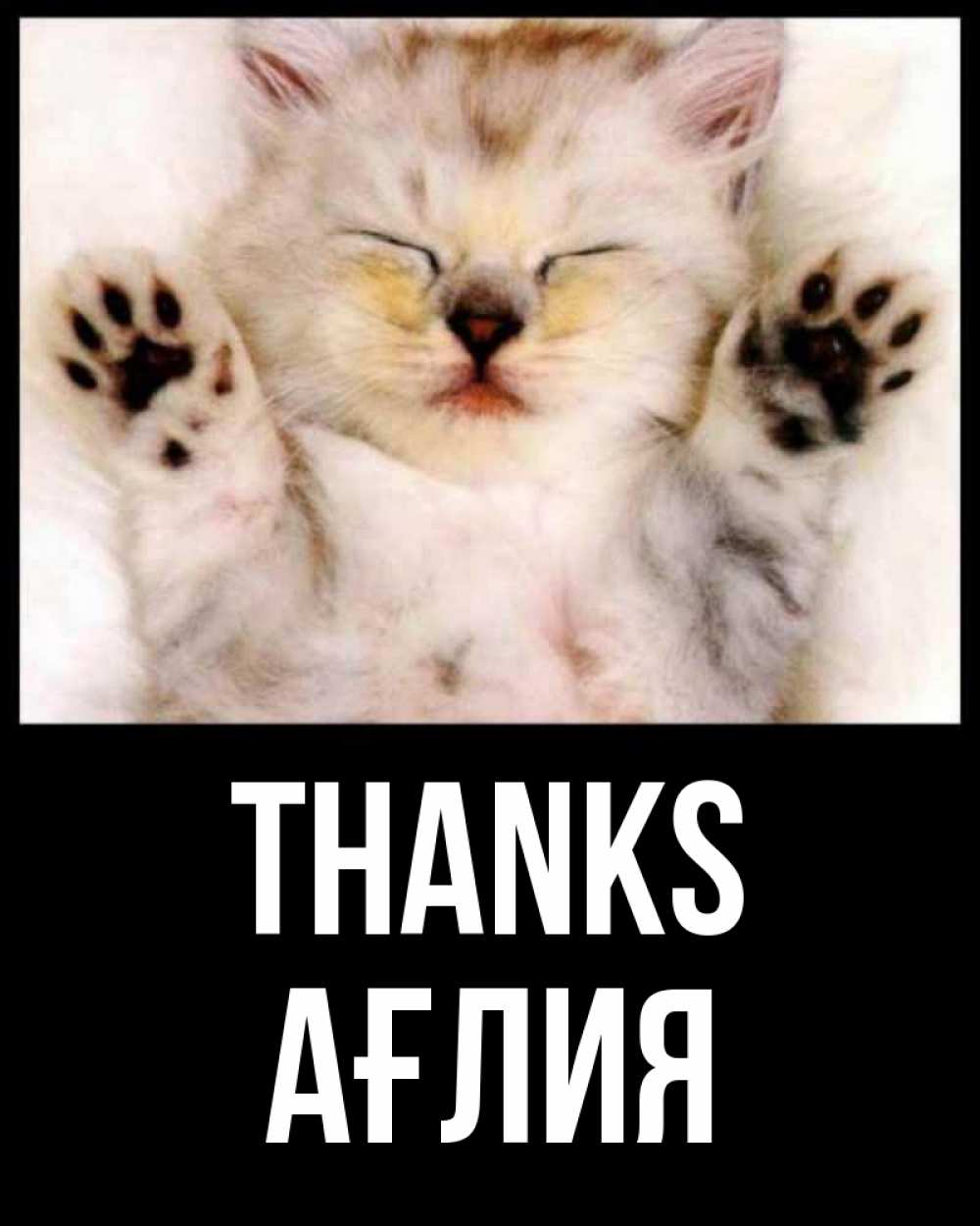 Greetings card с именем, АҒЛИЯ Thanks маленький котенок Greetings with text for free download 