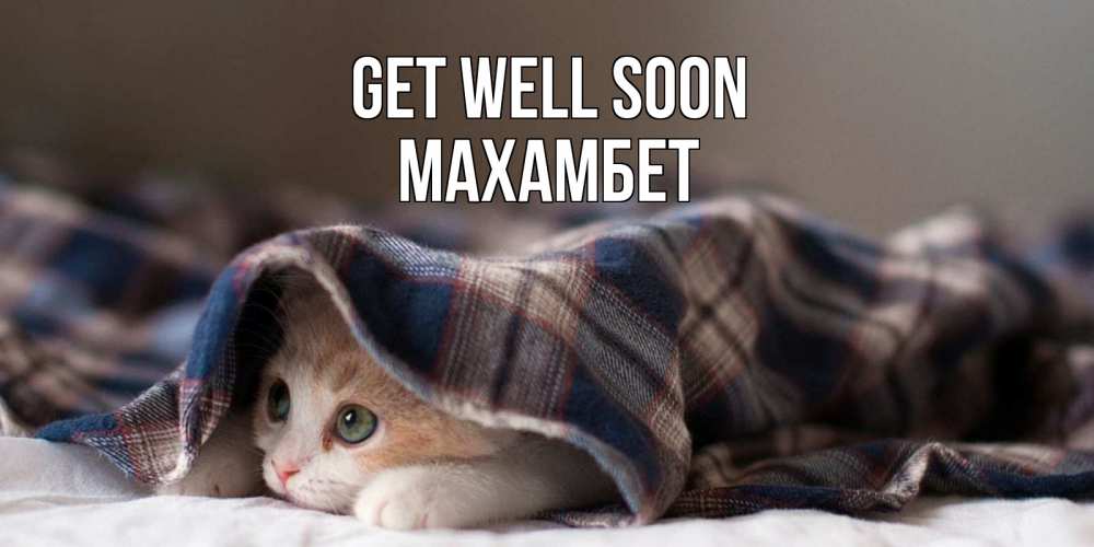 Greetings card с именем, МАХАМБЕТ Get well soon не болейте с котиком Greetings with text for free download 