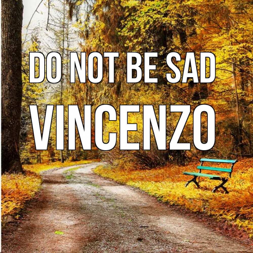 Greetings card с именем, Vincenzo Do not be sad зеленая лавочка Greetings with text for free download 