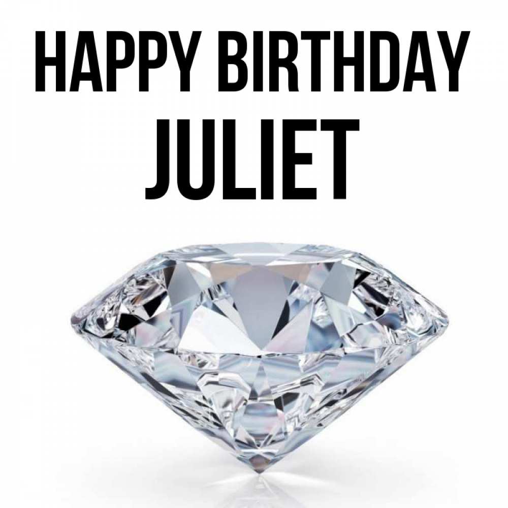Greetings card с именем, Juliet Happy Birthday к пожеланием быть богатым Greetings with text for free download 