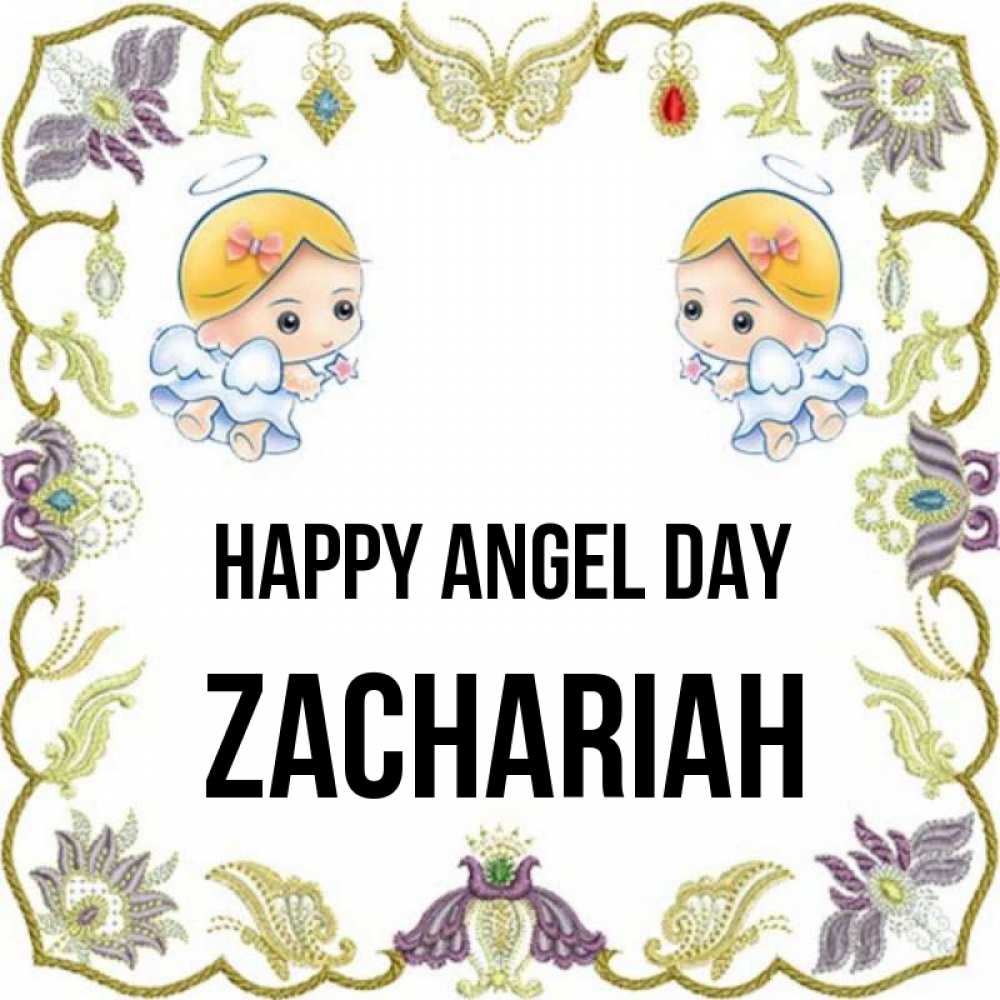 Greetings card с именем, Zachariah happy angel day маленькие ангелы с крылышками Greetings with text for free download 