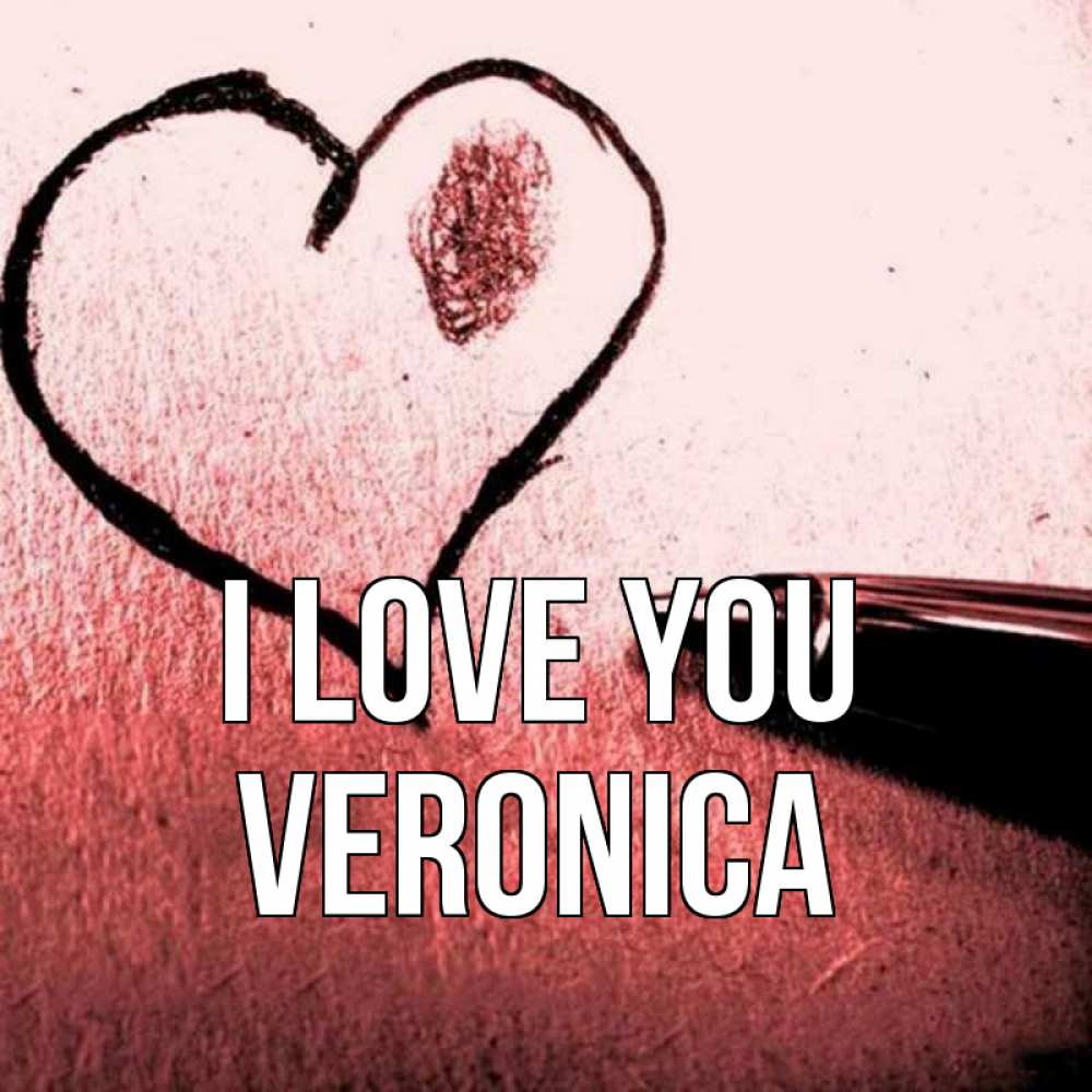 Greetings card с именем, Veronica I love you черное сердце Greetings with text for free download 