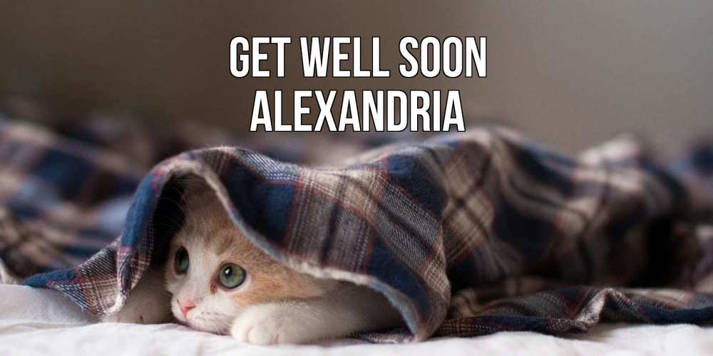 Greetings card с именем, Alexandria Get well soon не болейте с котиком Greetings with text for free download 