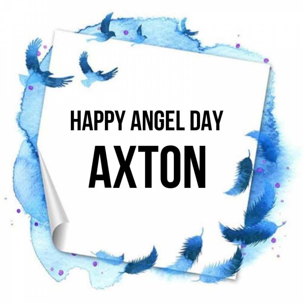 Greetings card с именем, Axton happy angel day красивые птицы летят Greetings with text for free download 