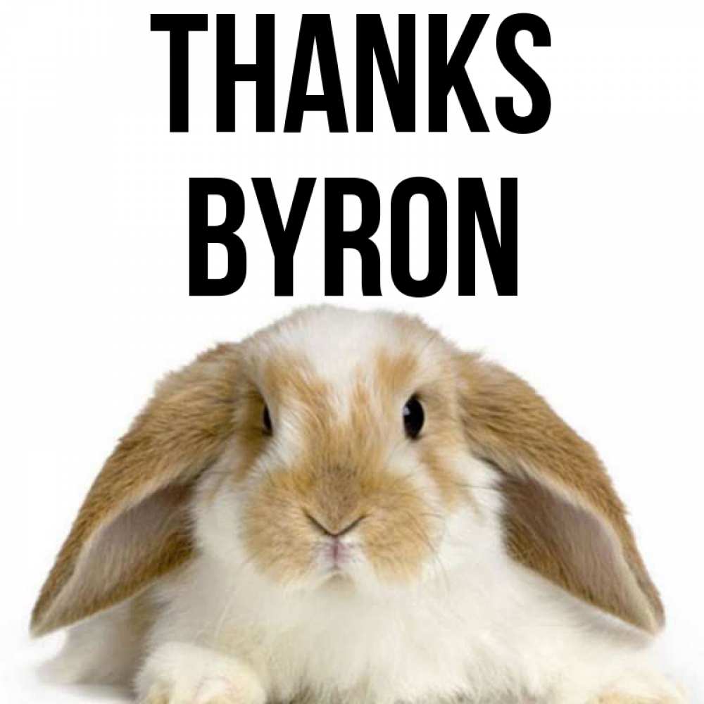 Greetings card с именем, Byron Thanks коричнево белый заяц Greetings with text for free download 