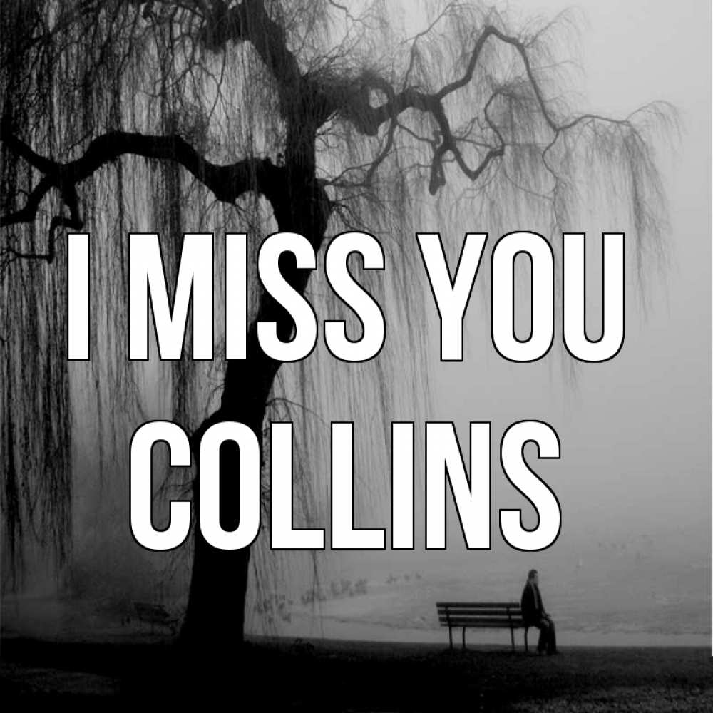 Greetings card с именем, Collins I miss you лавочка под деревом я жду тебя Greetings with text for free download 