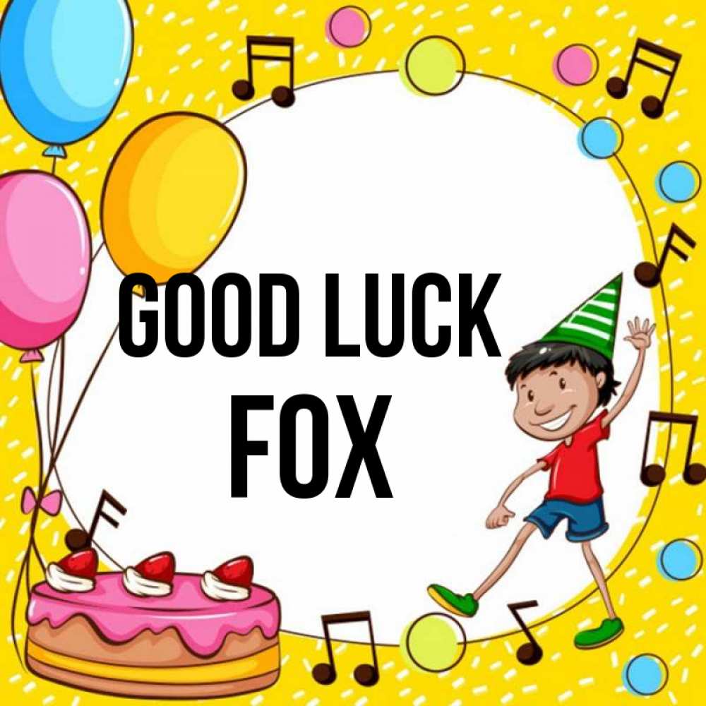 Greetings card с именем, Fox Good luck открытка 1 Greetings with text for free download 