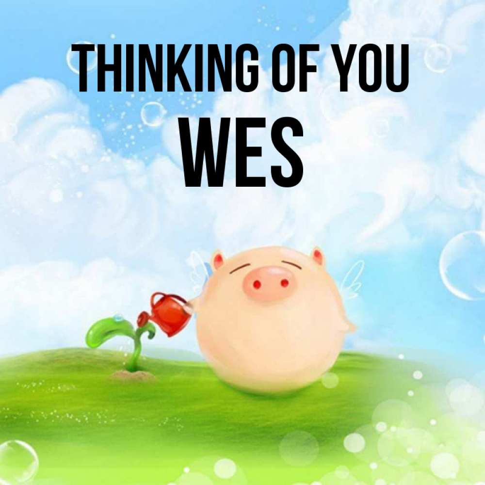 Greetings card с именем, Wes Thinking of you позитивная свинюшка Greetings with text for free download 