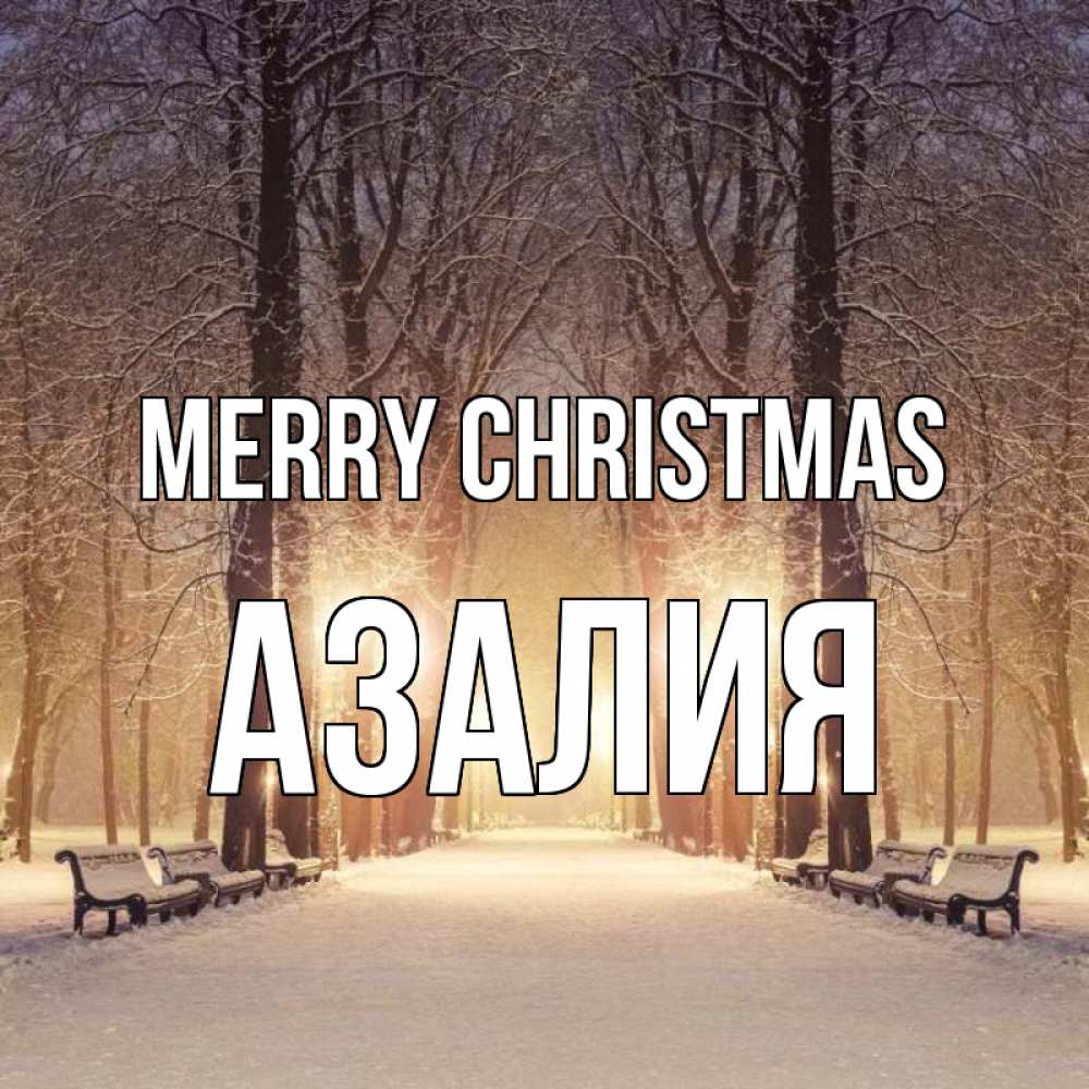 Greetings card с именем, Азалия Merry Christmas зима, парк, фонарь, лес Greetings with text for free download 