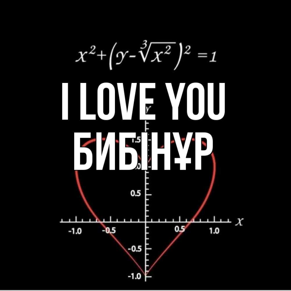 Greetings card с именем, БИБІНҰР I love you сердечная формула Greetings with text for free download 