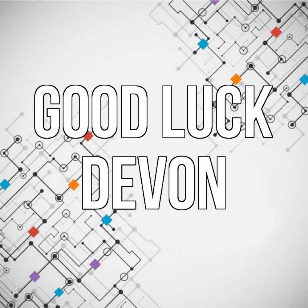 Greetings card с именем, Devon Good luck на удач Greetings with text for free download 