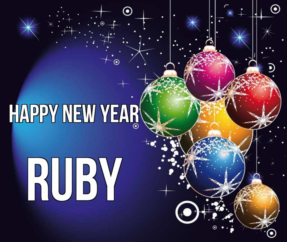 Greetings card с именем, Ruby Happy New Year новый год Greetings with text for free download 