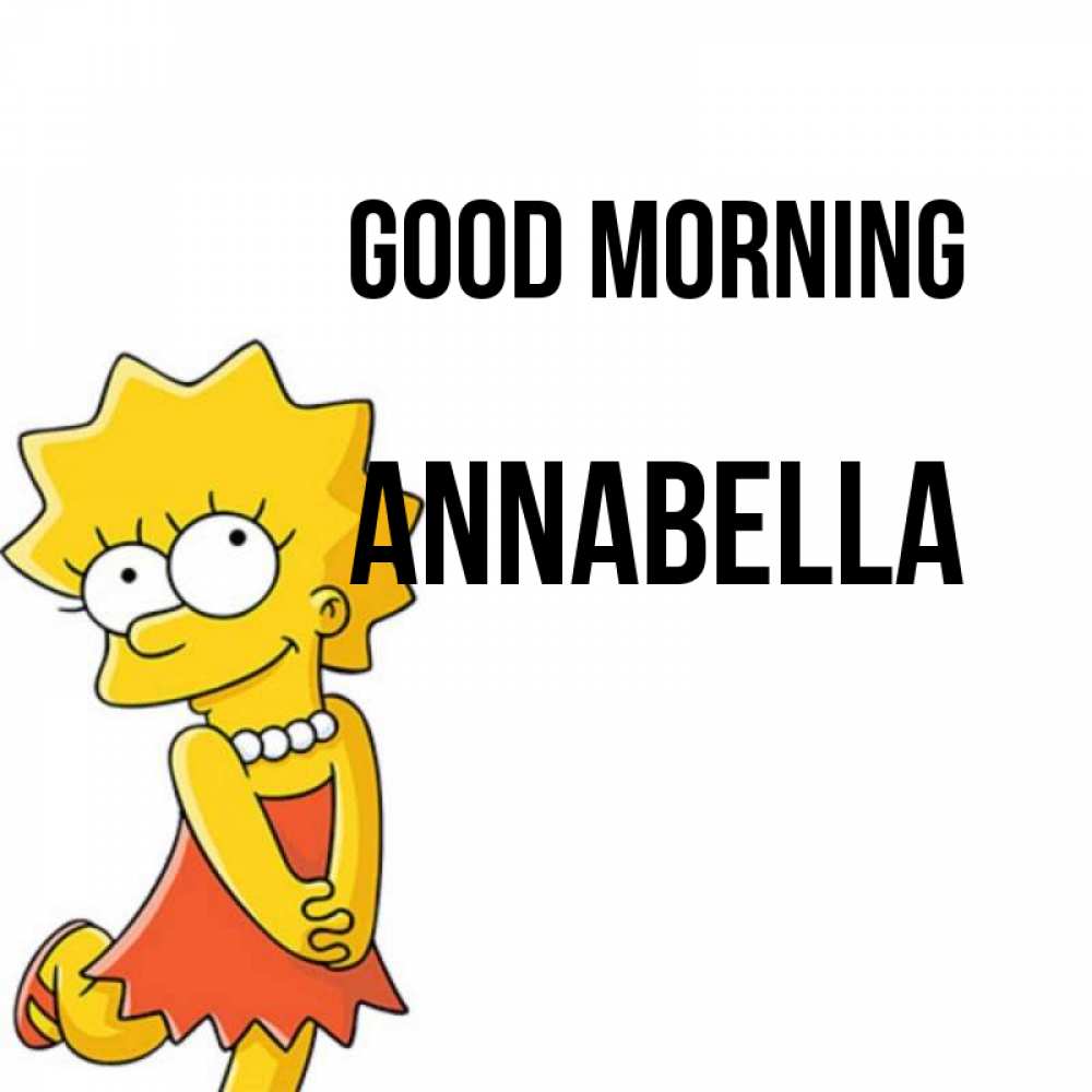 Greetings card с именем, Annabella Good morning в платье и ожерелье Greetings with text for free download 